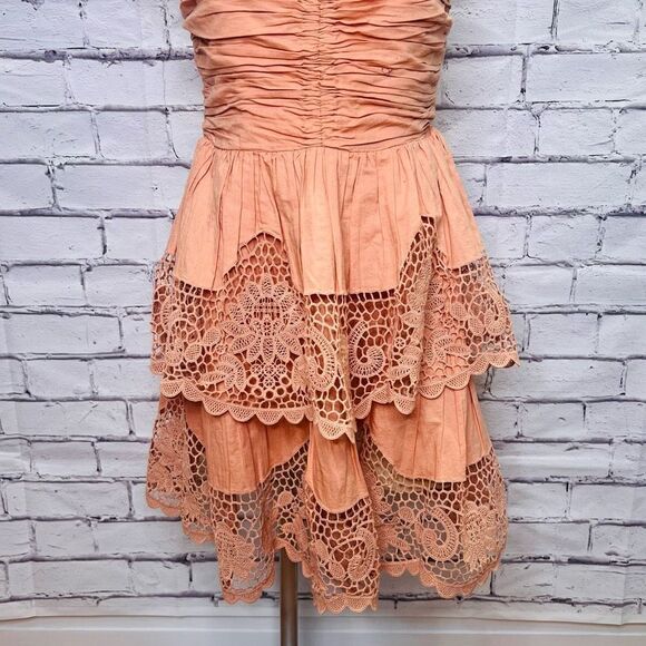 Ulla Johnson Savannah Women’s peach Lace Sleeveless Mini Dress Size 6 - Picture 6 of 10